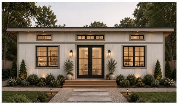 The Olive Cottage — Crafted Backyard Home exterior rendering