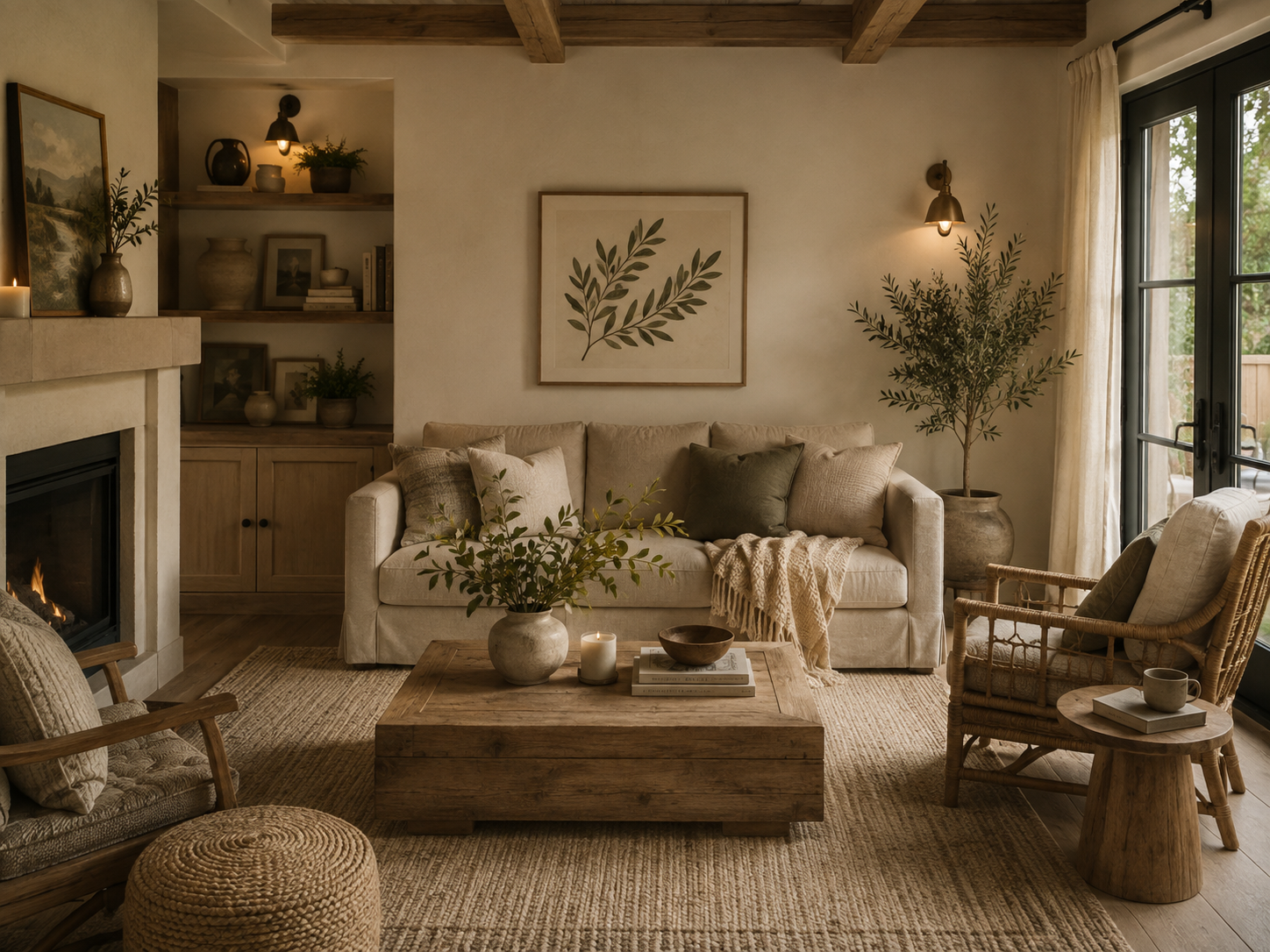 Luxury small home interior with warm natural light